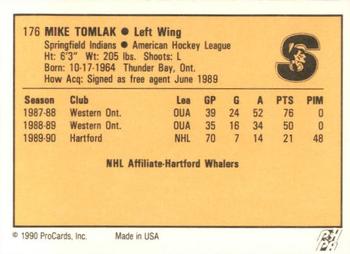 1990-91 ProCards AHL/IHL #176 Mike Tomlak Back