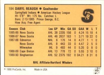 1990-91 ProCards AHL/IHL #184 Daryl Reaugh Back
