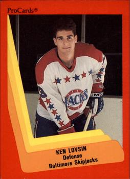 1990-91 ProCards AHL/IHL #195 Ken Lovsin Front