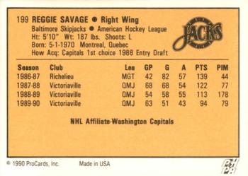 1990-91 ProCards AHL/IHL #199 Reggie Savage Back