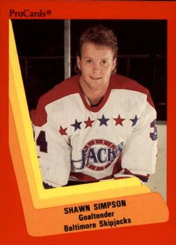 1990-91 ProCards AHL/IHL #215 Shawn Simpson Front
