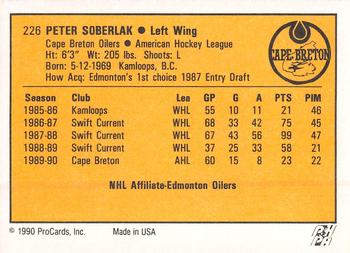 1990-91 ProCards AHL/IHL #226 Peter Soberlak Back