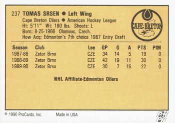 1990-91 ProCards AHL/IHL #237 Tomas Srsen Back