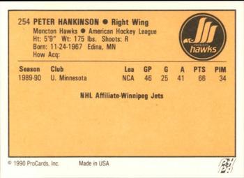 1990-91 ProCards AHL/IHL #254 Peter Hankinson Back