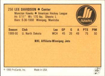 1990-91 ProCards AHL/IHL #256 Lee Davidson Back
