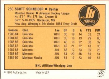 1990-91 ProCards AHL/IHL #260 Scott Schneider Back