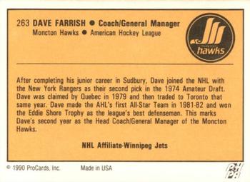 1990-91 ProCards AHL/IHL #263 Dave Farrish Back