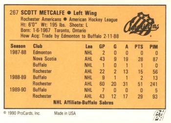 1990-91 ProCards AHL/IHL #267 Scott Metcalfe Back