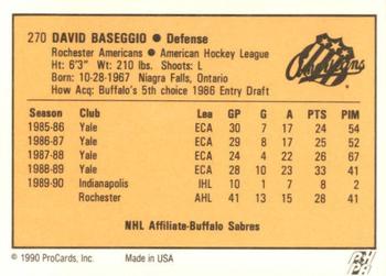 1990-91 ProCards AHL/IHL #270 Dave Baseggio Back
