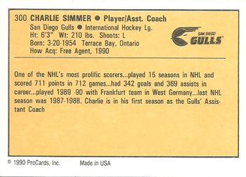 1990-91 ProCards AHL/IHL #300 Charlie Simmer Back