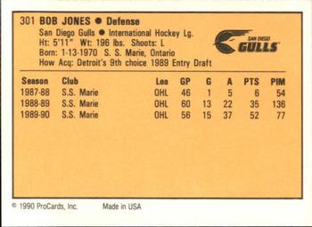 1990-91 ProCards AHL/IHL #301 Bob Jones Back