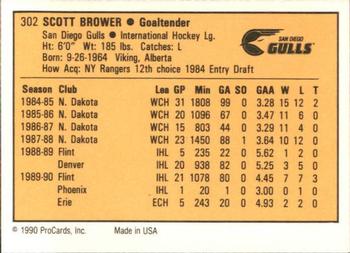 1990-91 ProCards AHL/IHL #302 Scott Brower Back