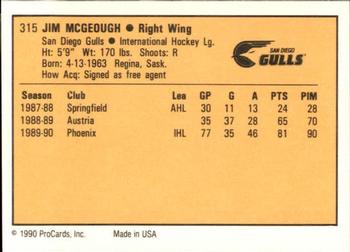 1990-91 ProCards AHL/IHL #315 Jim McGeough Back