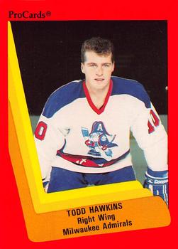 1990-91 ProCards AHL/IHL #324 Todd Hawkins Front