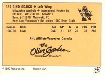 1990-91 ProCards AHL/IHL #334 Gino Odjick Back