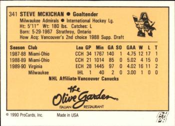 1990-91 ProCards AHL/IHL #341 Steve McKichan Back