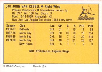 1990-91 ProCards AHL/IHL #348 John Van Kessel Back