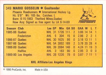 1990-91 ProCards AHL/IHL #349 Mario Gosselin Back
