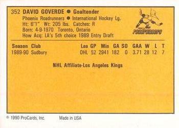 1990-91 ProCards AHL/IHL #352 David Goverde Back