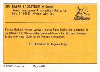 1990-91 ProCards AHL/IHL #367 Ralph Backstrom Back