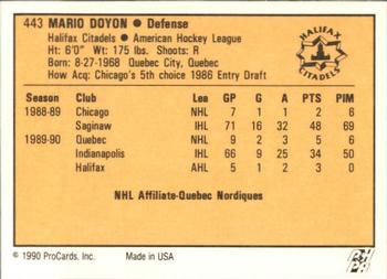 1990-91 ProCards AHL/IHL #443 Mario Doyon Back