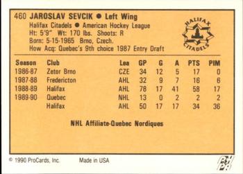 1990-91 ProCards AHL/IHL #460 Jaroslav Sevcik Back