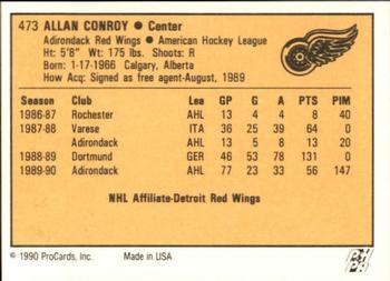 1990-91 ProCards AHL/IHL #473 Alan Conroy Back