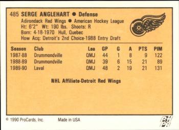 1990-91 ProCards AHL/IHL #485 Serge Anglehart Back