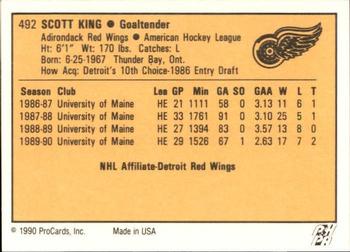 1990-91 ProCards AHL/IHL #492 Scott King Back