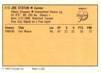 1990-91 ProCards AHL/IHL #519 Joe Stephan Back