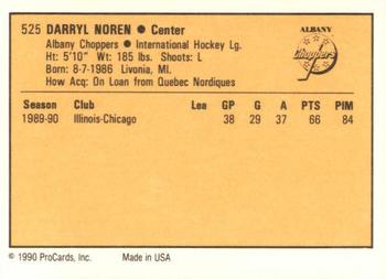1990-91 ProCards AHL/IHL #525 Darryl Noren Back