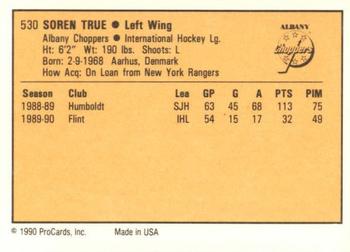 1990-91 ProCards AHL/IHL #530 Soren True Back