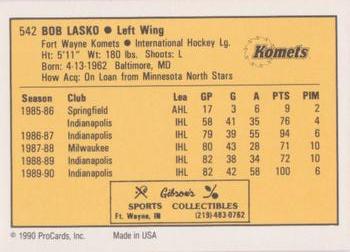 1990-91 ProCards AHL/IHL #542 Bob Lakso Back