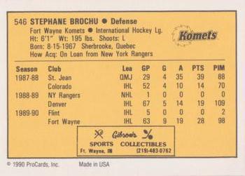 1990-91 ProCards AHL/IHL #546 Stephane Brochu Back