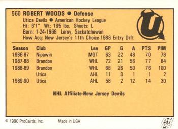 1990-91 ProCards AHL/IHL #560 Bob Woods Back