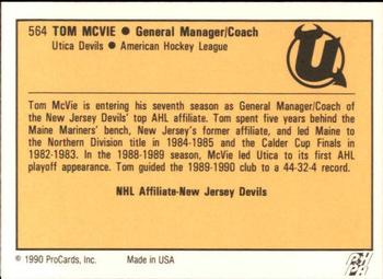 1990-91 ProCards AHL/IHL #564 Tom McVie Back