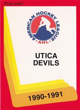 1990-91 ProCards AHL/IHL #581 Utica Devils Front
