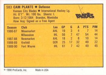 1990-91 ProCards AHL/IHL #583 Cam Plante Back