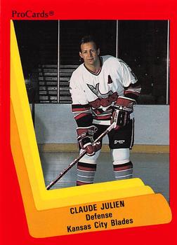1990-91 ProCards AHL/IHL #587 Claude Julien Front