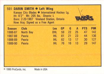 1990-91 ProCards AHL/IHL #591 Darin Smith Back