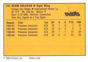 1990-91 ProCards AHL/IHL #595 Kevin Sullivan Back