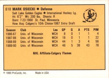 1990-91 ProCards AHL/IHL #618 Mark Osiecki Back