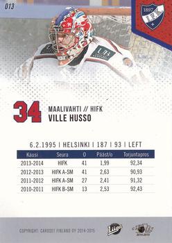 2014-15 Cardset Finland #013 Ville Husso Back