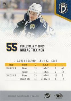 2014-15 Cardset Finland #174 Niklas Tikkinen Back