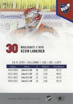 2014-15 Cardset Finland #181 Kevin Lankinen Back