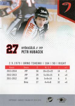 2014-15 Cardset Finland #227 Petr Hubacek Back