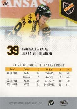 2014-15 Cardset Finland #236 Jukka Voutilainen Back