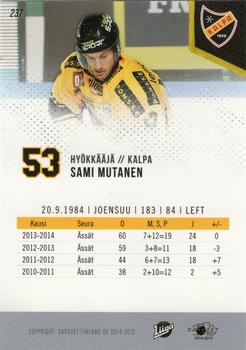 2014-15 Cardset Finland #237 Sami Mutanen Back