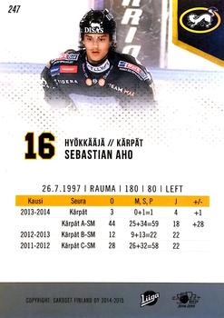 2014-15 Cardset Finland #247 Sebastian Aho Back