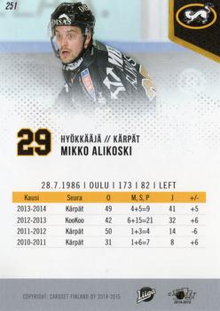 2014-15 Cardset Finland #251 Mikko Alikoski Back